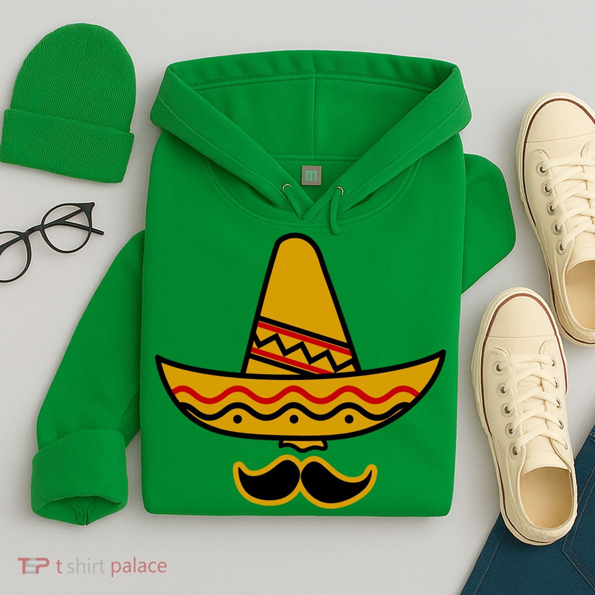 Cinco De Mayo Mustache Sombrero Funny Hoodie