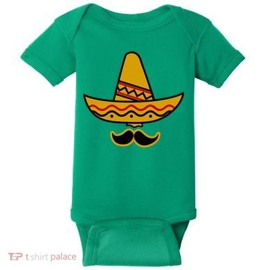 Cinco De Mayo Mustache Sombrero Funny Baby Bodysuit