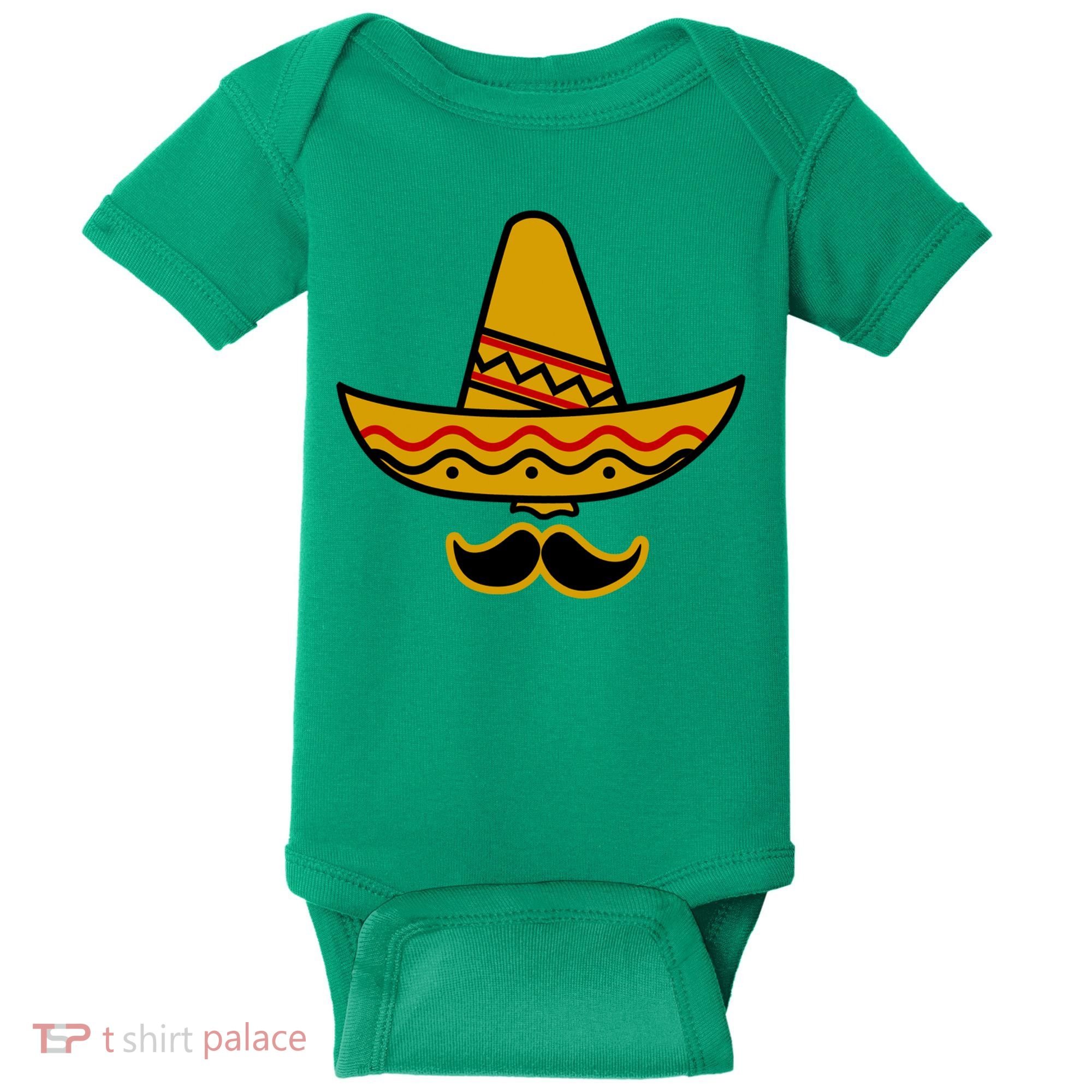 Cinco De Mayo Mustache Sombrero Funny Baby Bodysuit