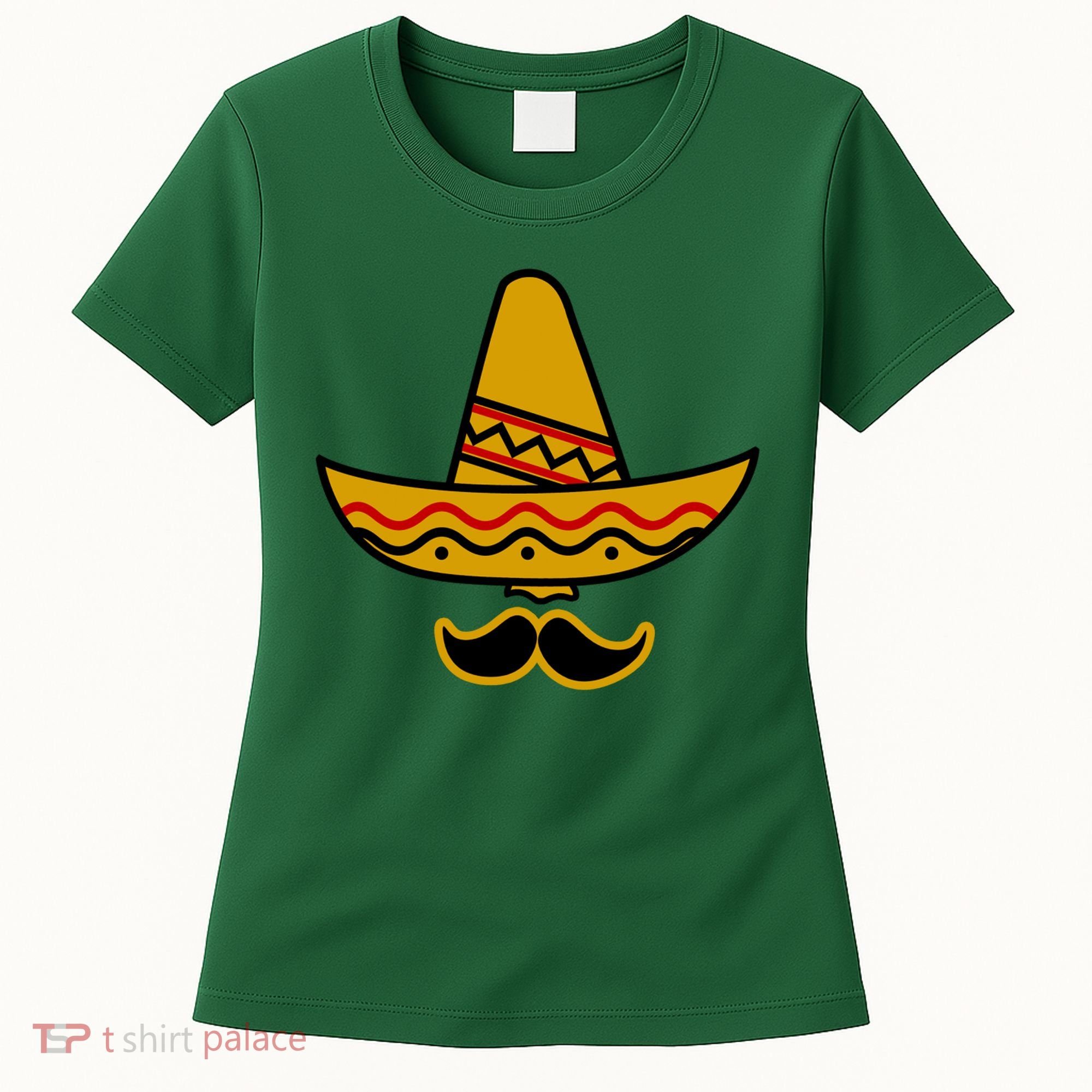Cinco De Mayo Mustache Sombrero Funny Women's T-Shirt