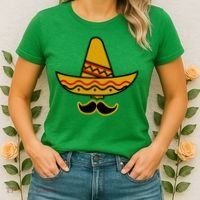 Cinco De Mayo Mustache Sombrero Funny Women's T-Shirt thumb 2