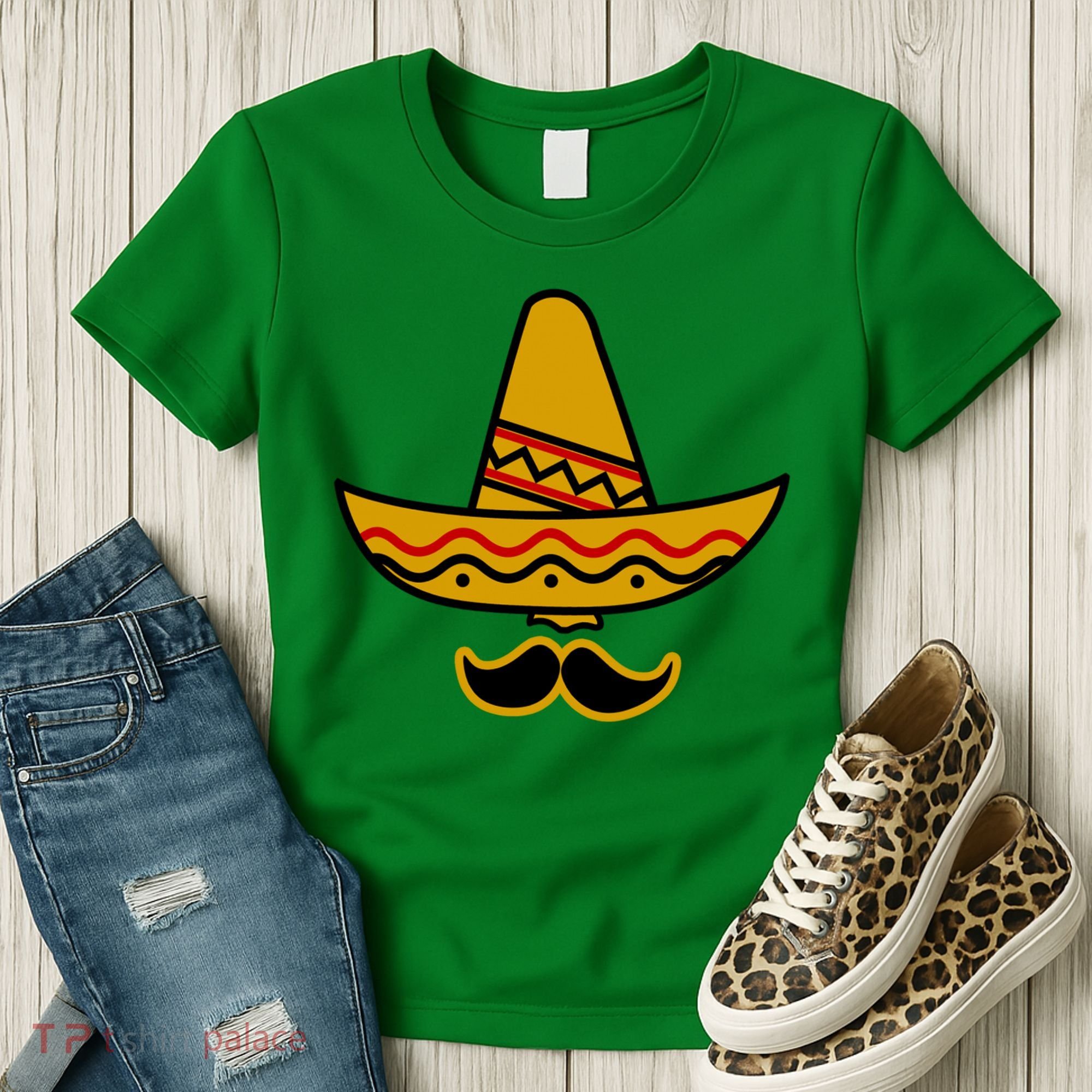 Cinco De Mayo Mustache Sombrero Funny Women's T-Shirt