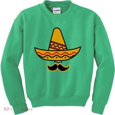 Cinco De Mayo Mustache Sombrero Funny Kids Sweatshirt
