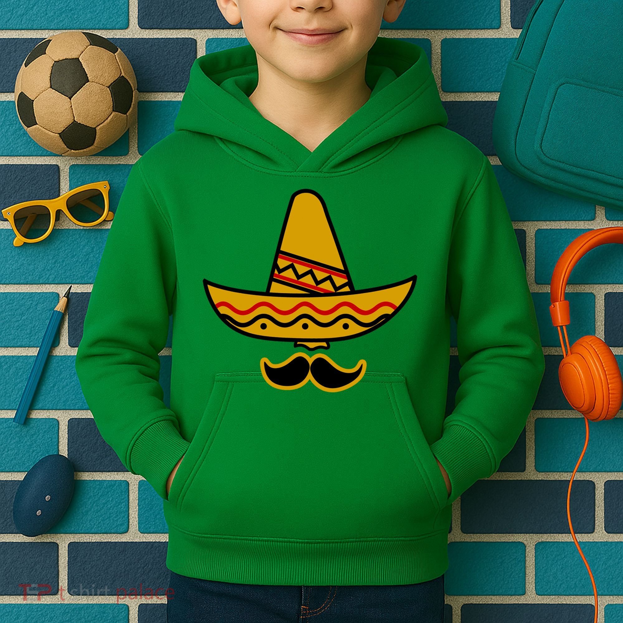 Cinco De Mayo Mustache Sombrero Funny Kids Hoodie