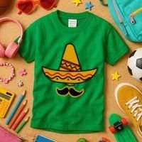 Cinco De Mayo Mustache Sombrero Funny Kids T-Shirt thumb 3