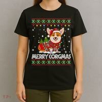 Corgi Dog Merry Corgmas Santa Corgi Ugly Christmas T-Shirt thumb 4