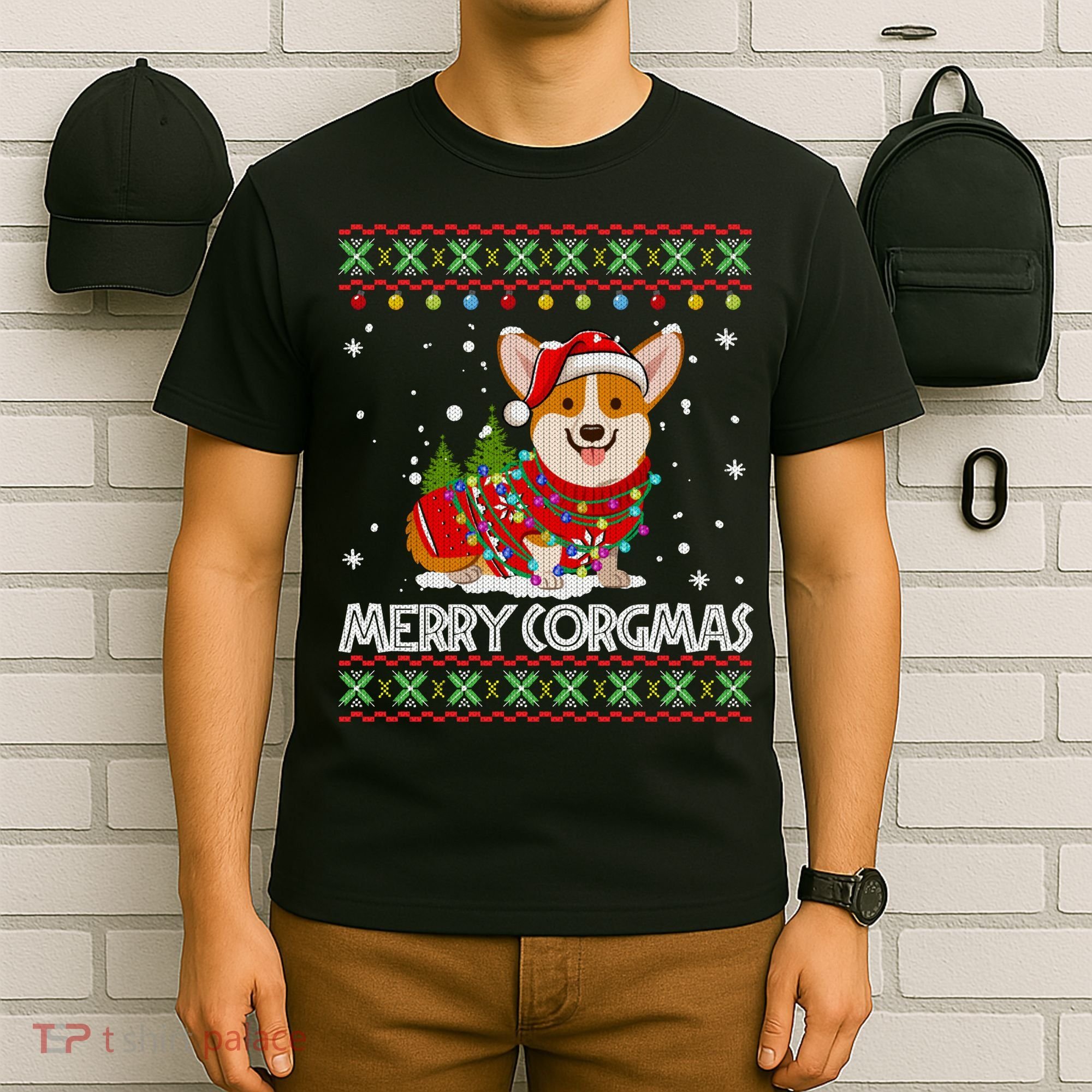Corgi Dog Merry Corgmas Santa Corgi Ugly Christmas T-Shirt