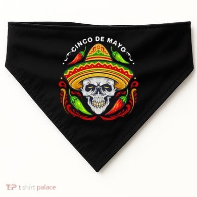 Cinco De Mayo Hot Chili Peppers Skull USA-Made Doggie Bandana