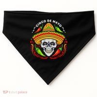 Cinco De Mayo Hot Chili Peppers Skull USA-Made Doggie Bandana thumb 0