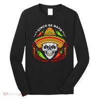Cinco De Mayo Hot Chili Peppers Skull Long Sleeve Shirt thumb 0