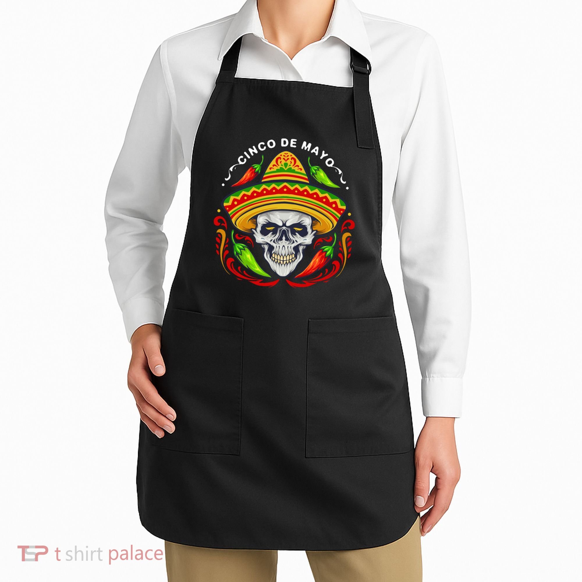 Cinco De Mayo Hot Chili Peppers Skull Apron