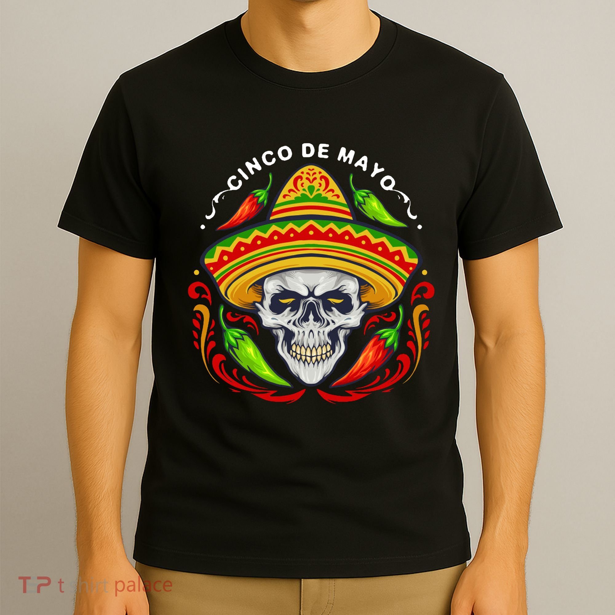 Cinco De Mayo Hot Chili Peppers Skull T-Shirt