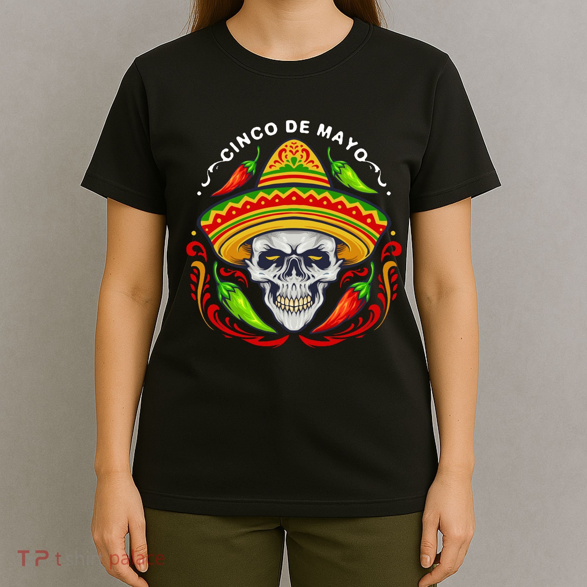 Cinco De Mayo Hot Chili Peppers Skull T-Shirt