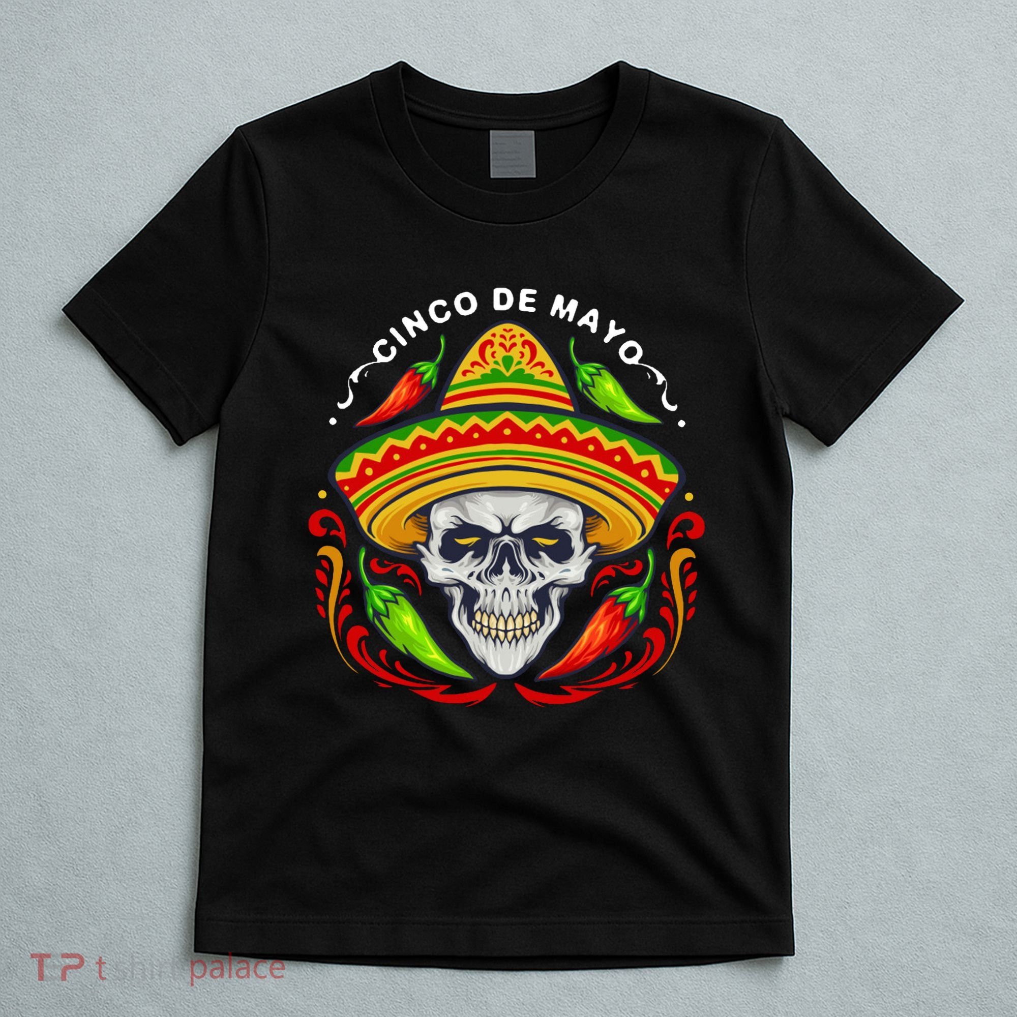 Cinco De Mayo Hot Chili Peppers Skull T-Shirt