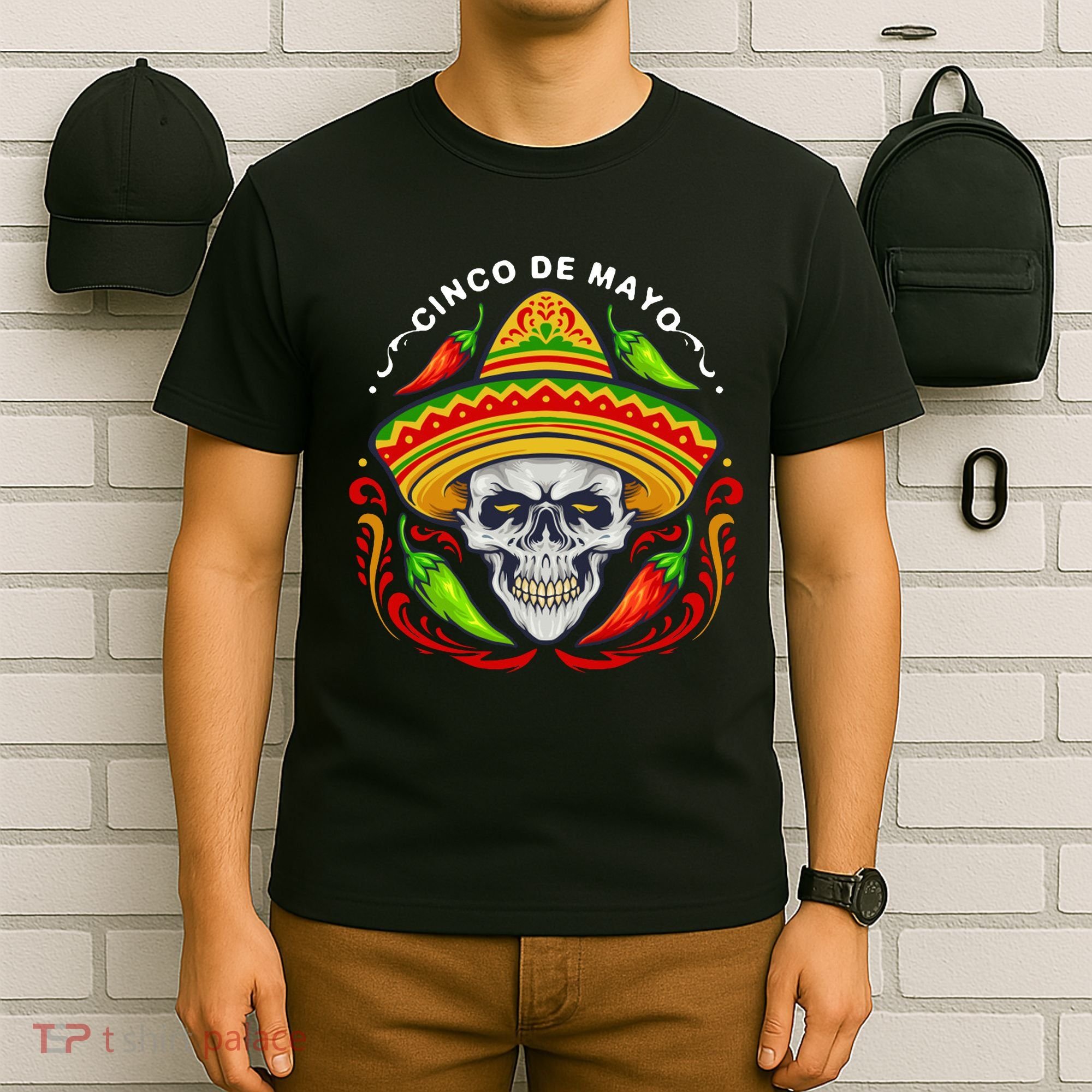Cinco De Mayo Hot Chili Peppers Skull T-Shirt