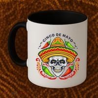 Cinco De Mayo Hot Chili Peppers Skull Coffee Mug thumb 2
