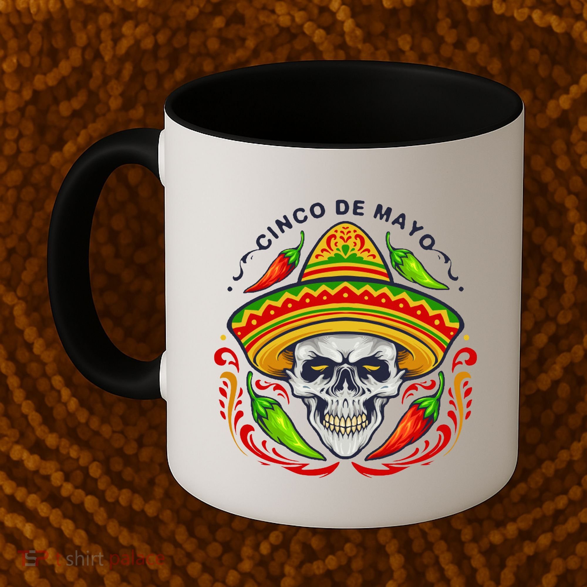 Cinco De Mayo Hot Chili Peppers Skull Coffee Mug