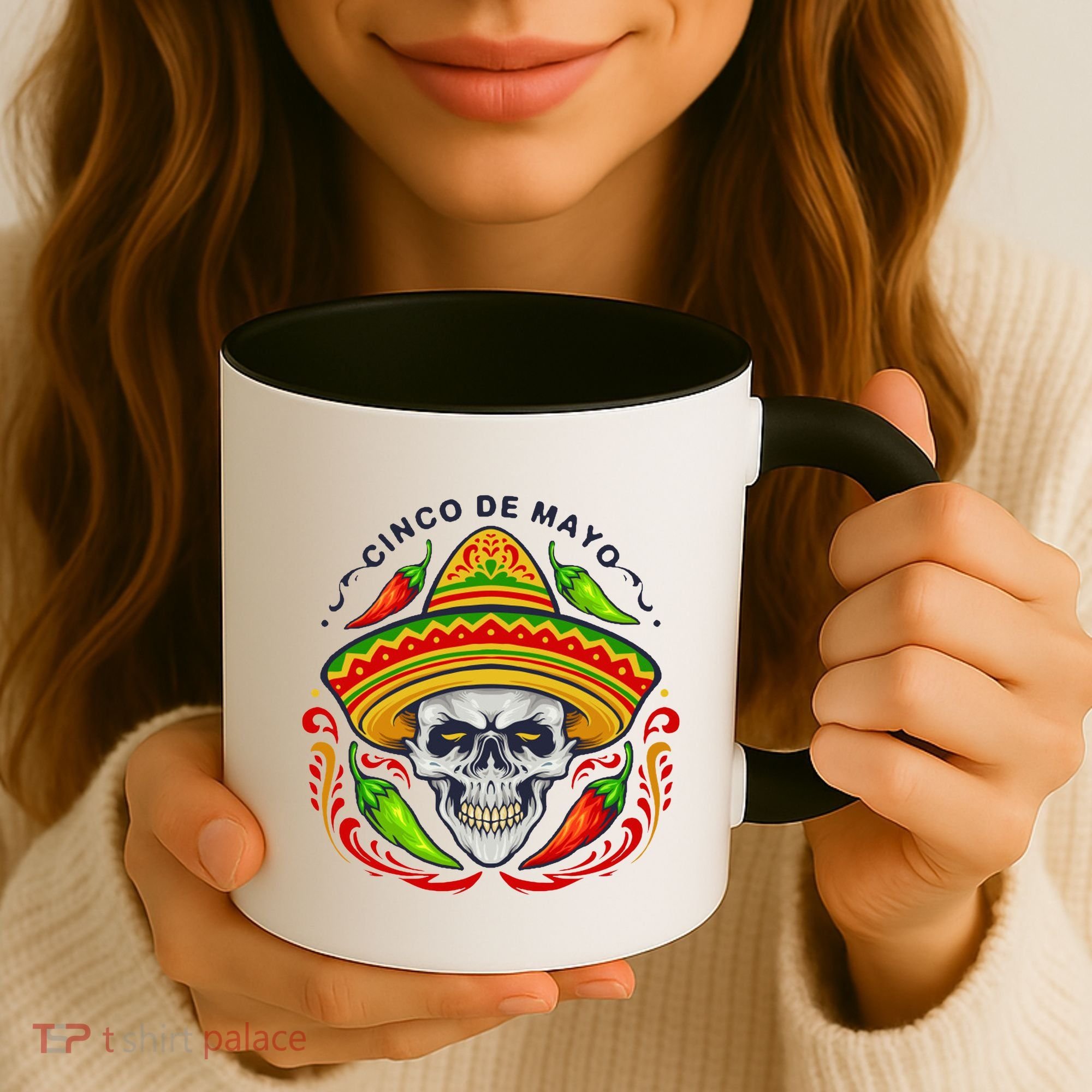 Cinco De Mayo Hot Chili Peppers Skull Coffee Mug