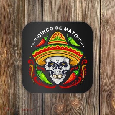 Cinco De Mayo Hot Chili Peppers Skull Coaster