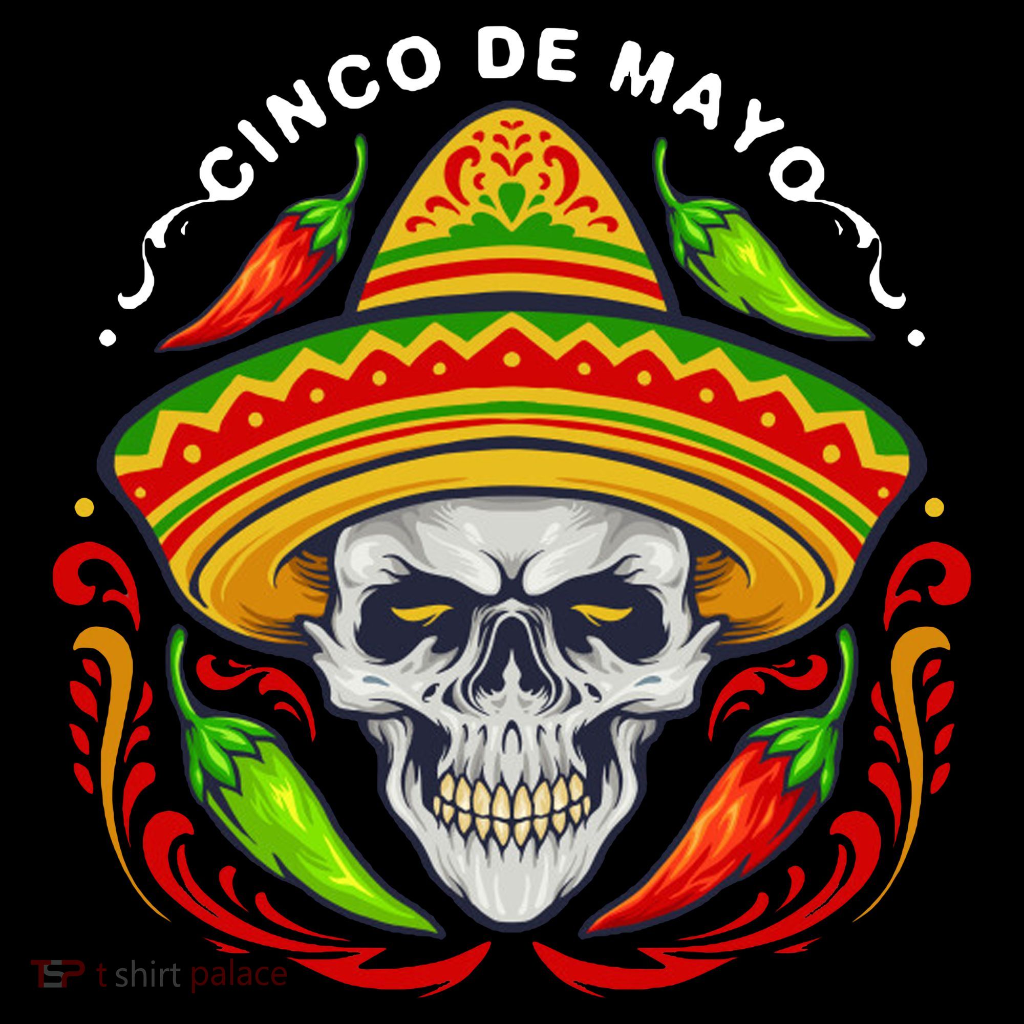 Cinco De Mayo Hot Chili Peppers Skull Polo