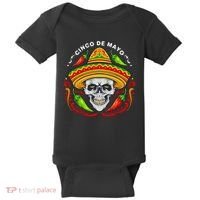 Cinco De Mayo Hot Chili Peppers Skull Baby Bodysuit thumb 0