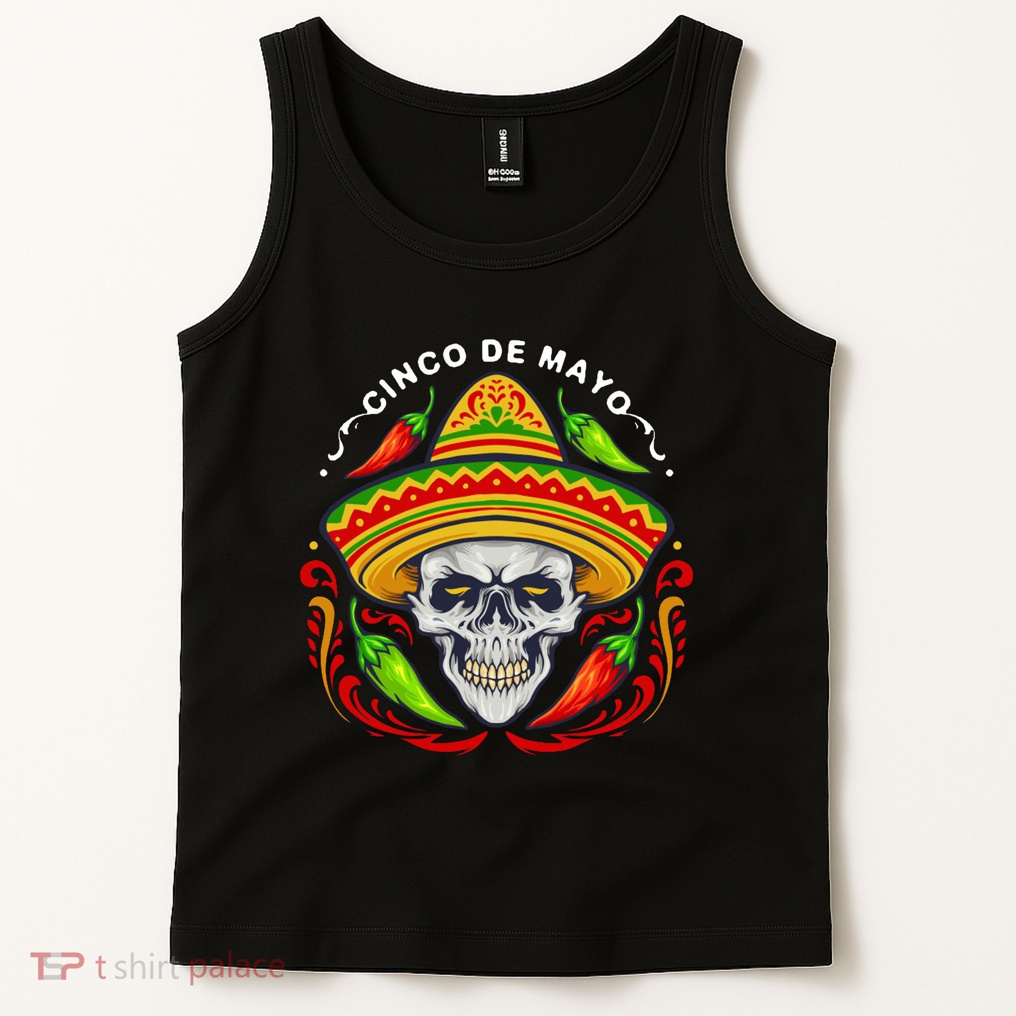 Cinco De Mayo Hot Chili Peppers Skull Tank Top