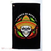 Cinco De Mayo Hot Chili Peppers Skull Golf Towel thumb 0