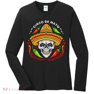 Cinco De Mayo Hot Chili Peppers Skull Women's Long Sleeve Shirt