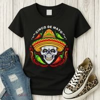 Cinco De Mayo Hot Chili Peppers Skull Women's T-Shirt thumb 3