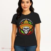 Cinco De Mayo Hot Chili Peppers Skull Women's T-Shirt thumb 4