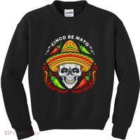 Cinco De Mayo Hot Chili Peppers Skull Kids Sweatshirt thumb 0