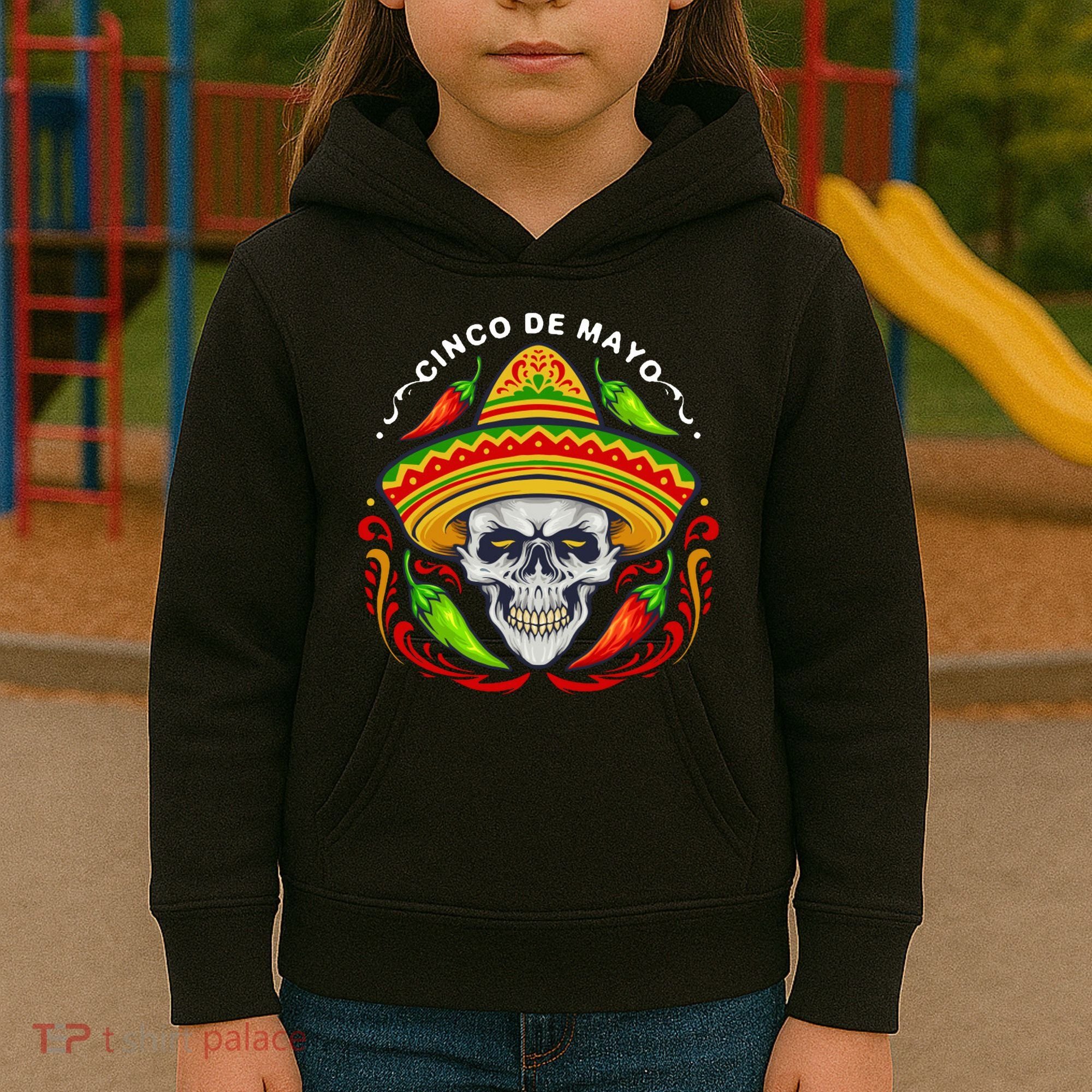 Cinco De Mayo Hot Chili Peppers Skull Kids Hoodie
