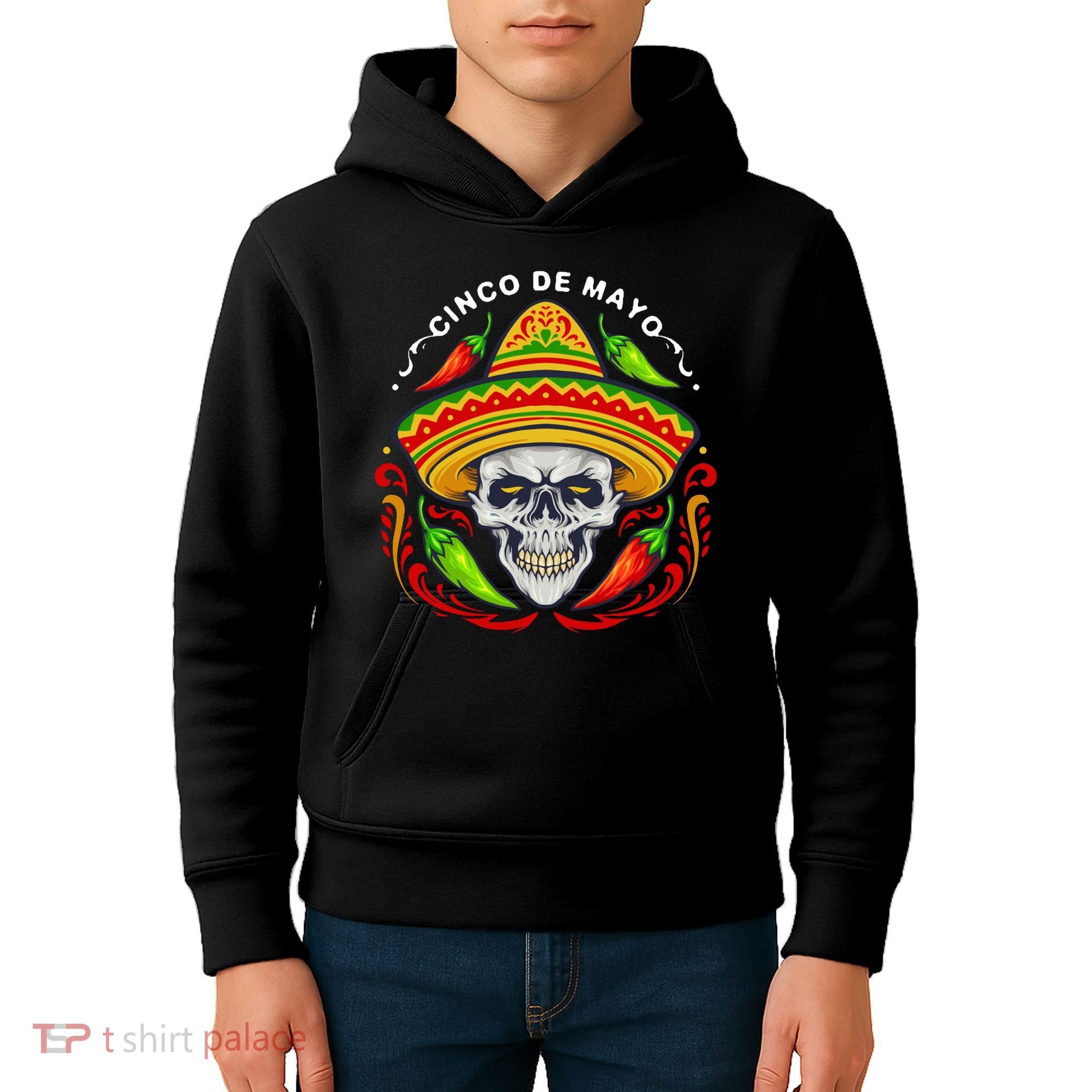 Cinco De Mayo Hot Chili Peppers Skull Kids Hoodie