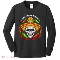 Cinco De Mayo Hot Chili Peppers Skull Kids Long Sleeve Shirt thumb 0