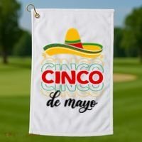 Cinco De Mayo Fiesta Retro Golf Towel thumb 1