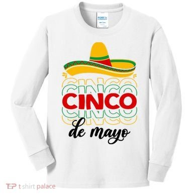 Cinco De Mayo Fiesta Retro Kids Long Sleeve Shirt