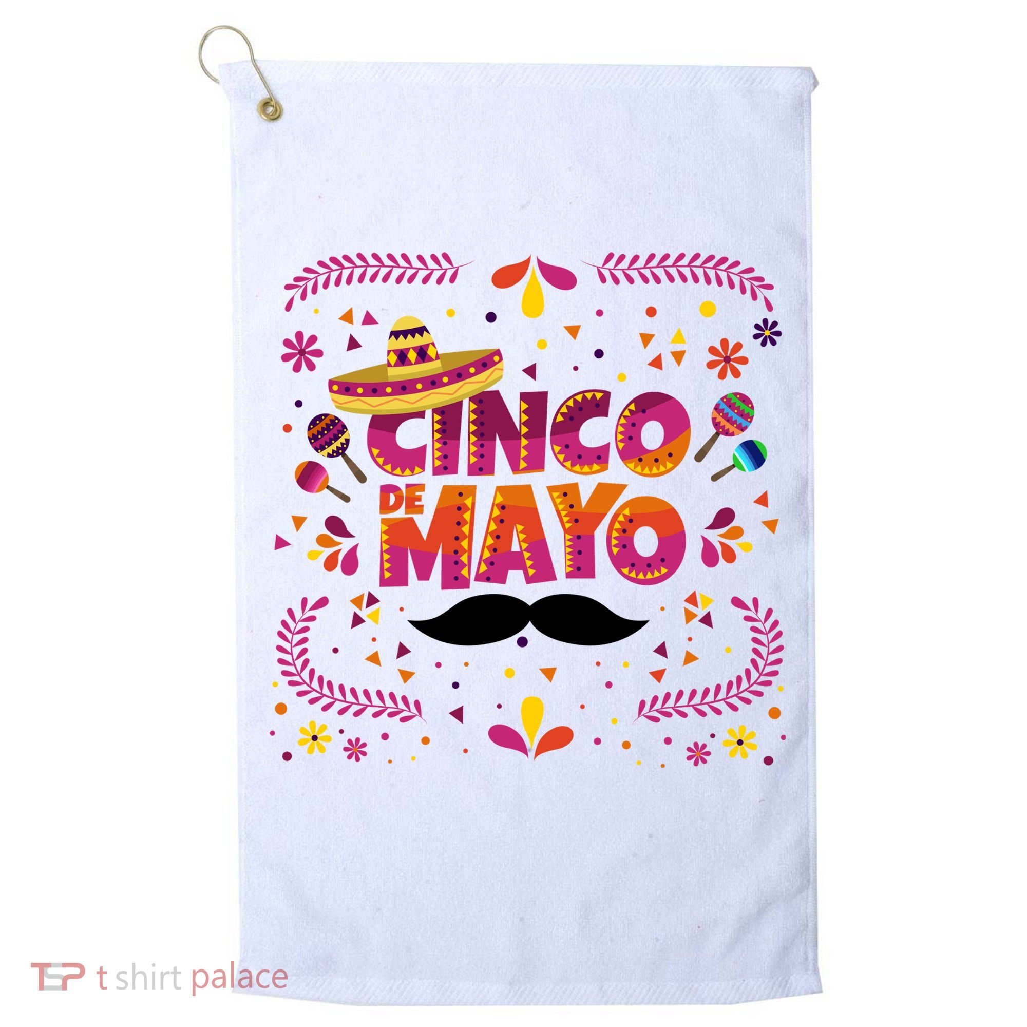 Cinco De Mayo Fiesta Mustache Golf Towel