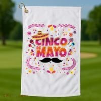 Cinco De Mayo Fiesta Mustache Golf Towel thumb 1