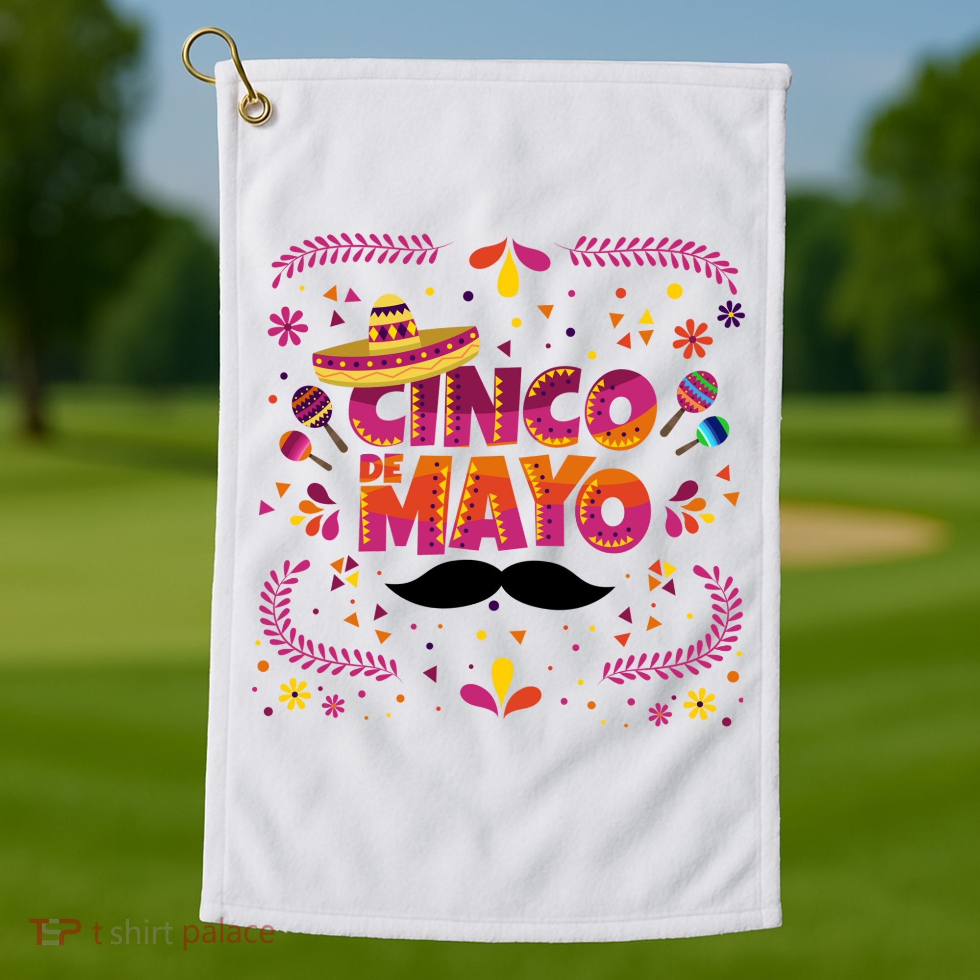 Cinco De Mayo Fiesta Mustache Golf Towel