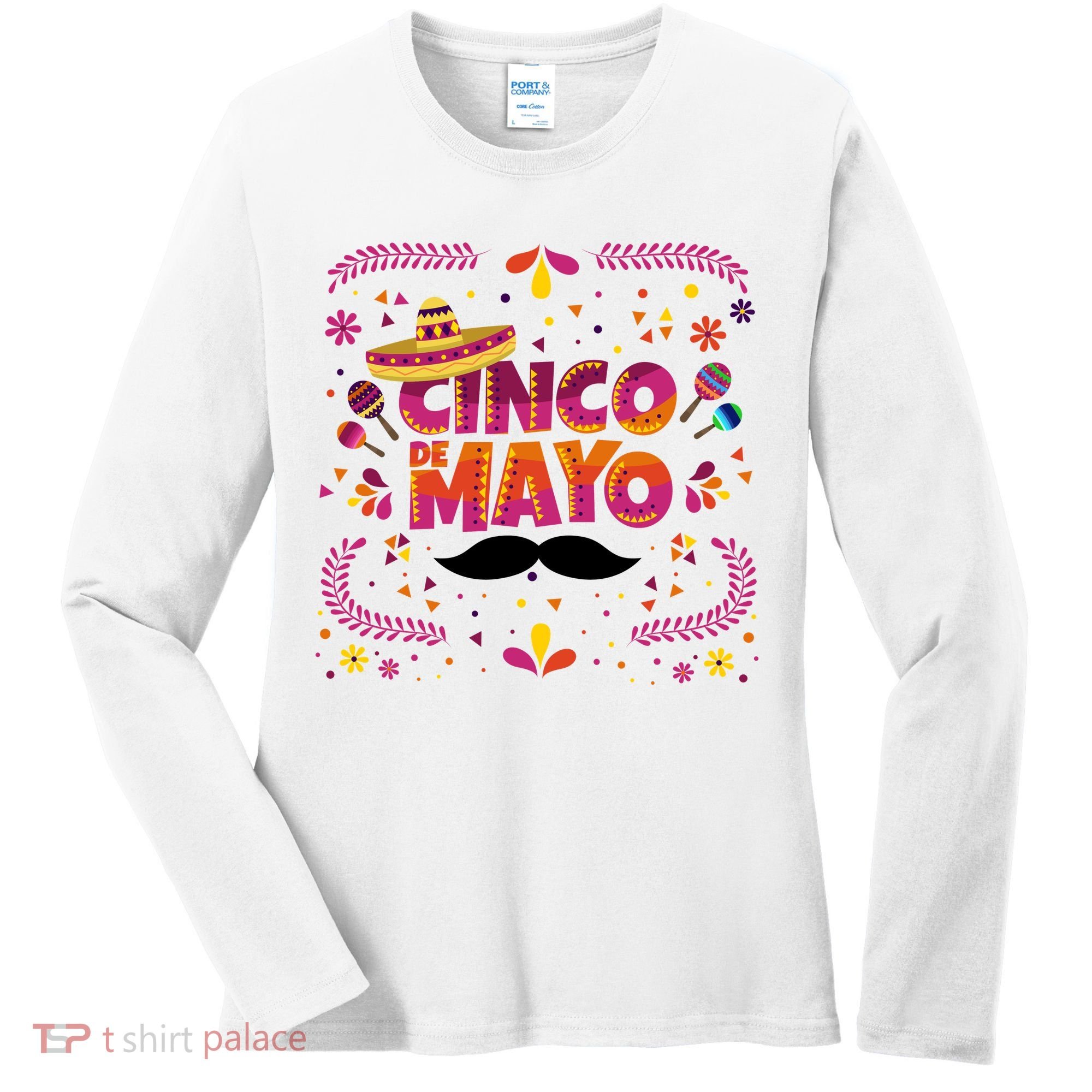 Cinco De Mayo Fiesta Mustache Women's Long Sleeve Shirt