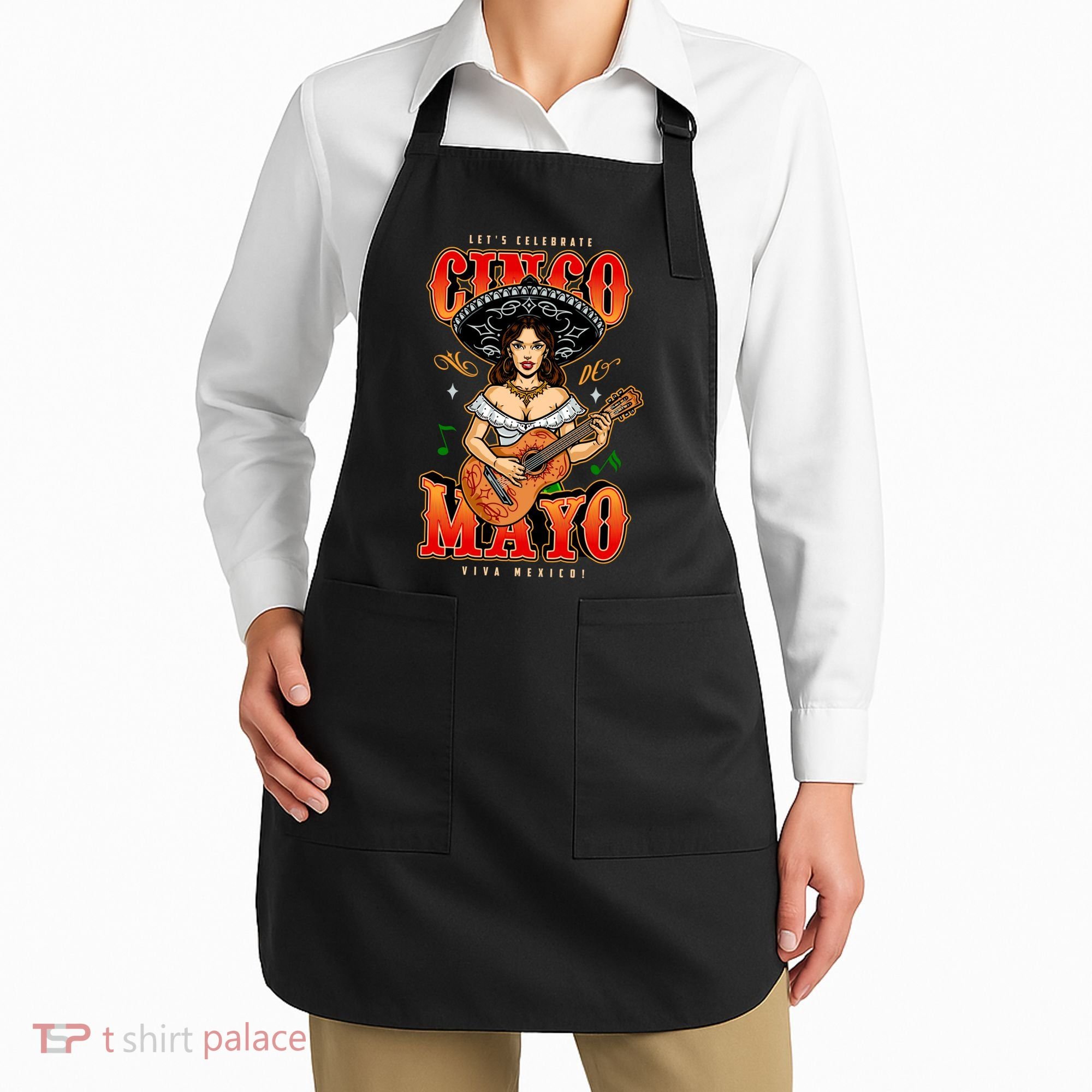 Cinco De Mayo Women Playing Banjo Apron
