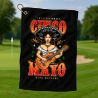 Cinco De Mayo Women Playing Banjo Golf Towel thumb 1