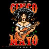 Cinco De Mayo Women Playing Banjo Kids Sweatshirt thumb 2