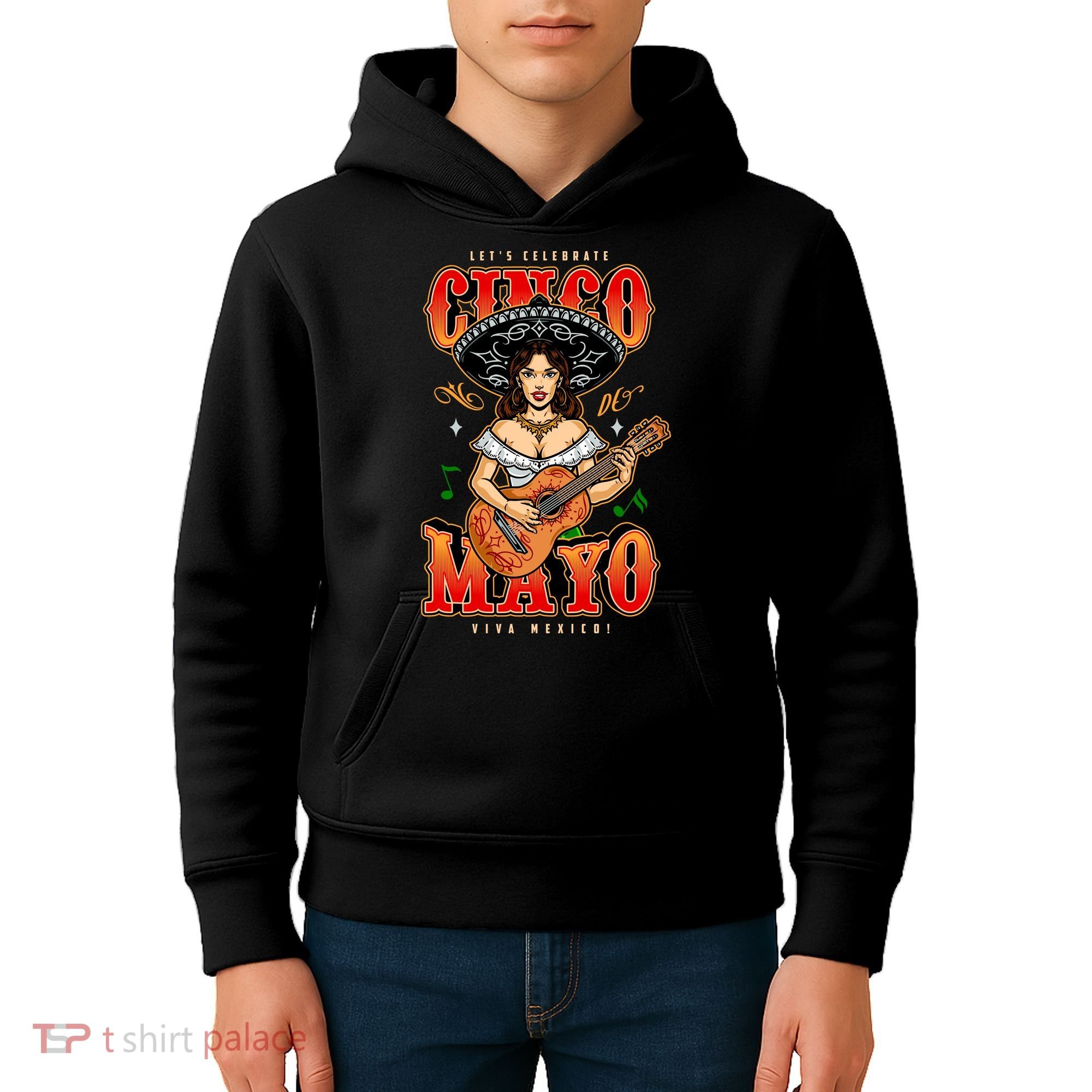 Cinco De Mayo Women Playing Banjo Kids Hoodie