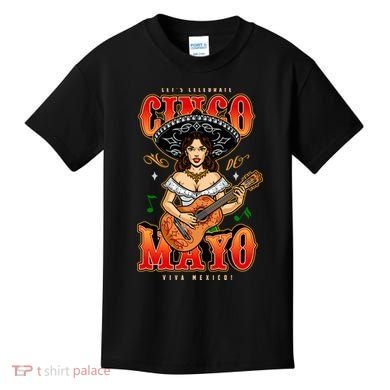 Cinco De Mayo Women Playing Banjo Kids T-Shirt