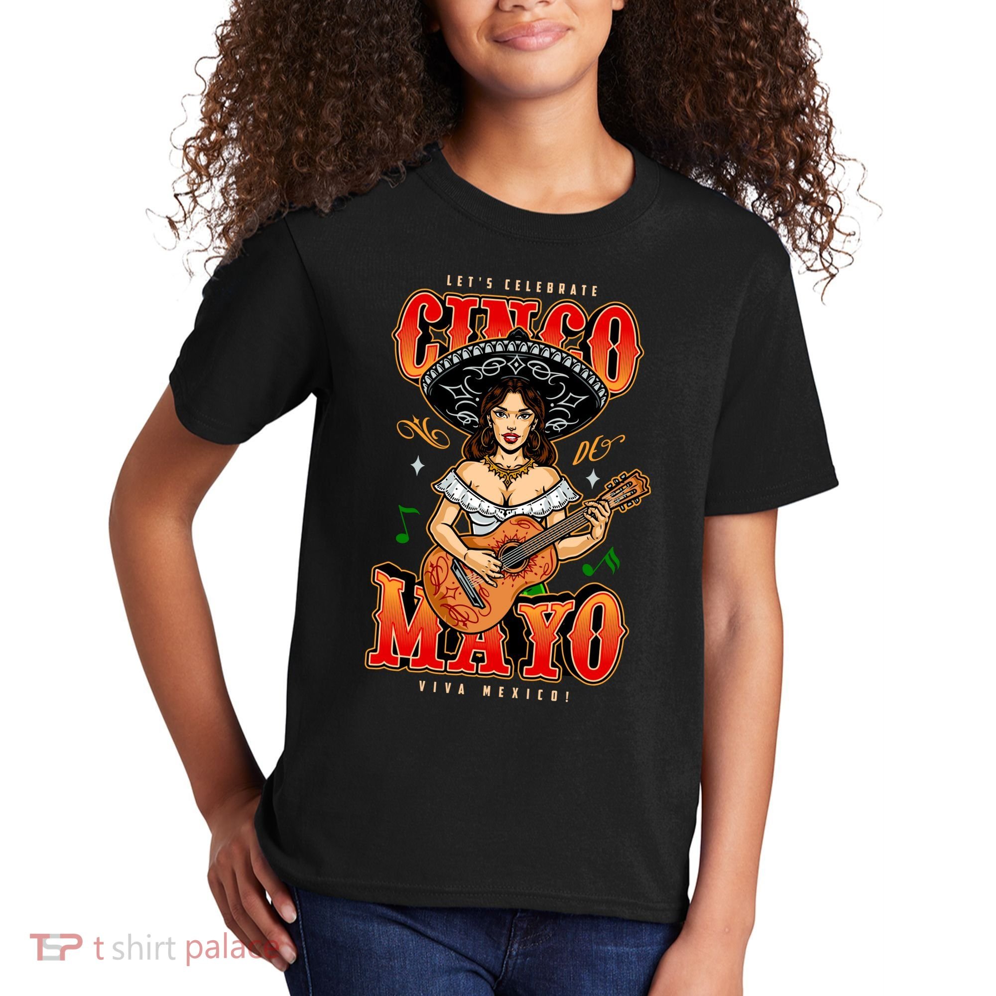 Cinco De Mayo Women Playing Banjo Kids T-Shirt