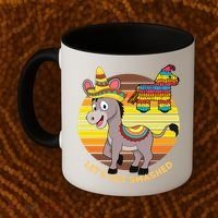 Cinco De Mayo Donkey Sombrero Wearing Burro Lets Get Smashed Gift Coffee Mug thumb 2