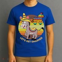 Cinco De Mayo Donkey Sombrero Wearing Burro Lets Get Smashed Gift T-Shirt thumb 3