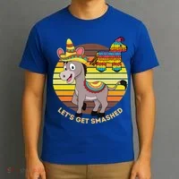 Cinco De Mayo Donkey Sombrero Wearing Burro Lets Get Smashed Gift T-Shirt thumb 3
