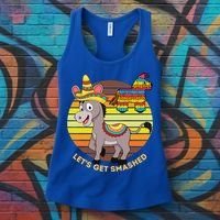 Cinco De Mayo Donkey Sombrero Wearing Burro Lets Get Smashed Gift Women's Tank Top thumb 3